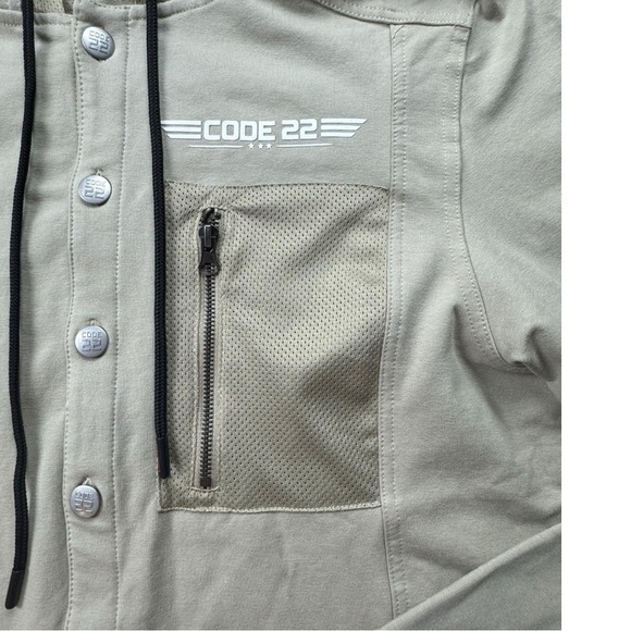NWOT Code 22 Khaki Military Style Hooded Jacket Size L - Picture 5 of 7